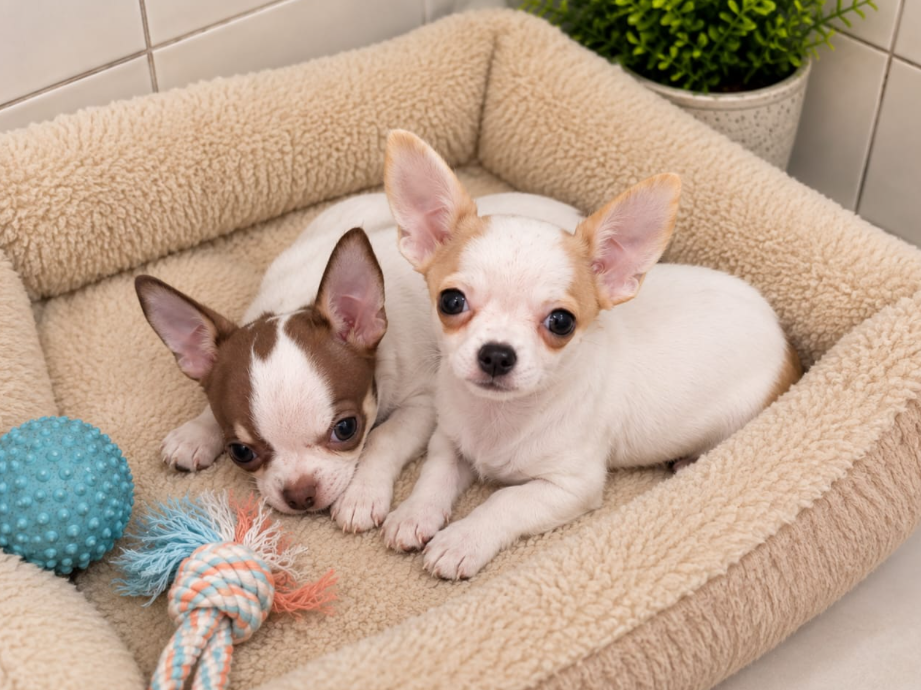 Dois filhotes de chihuahua juntos